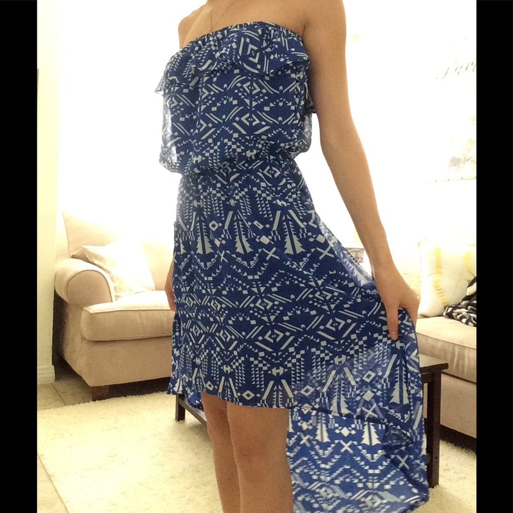 Aztec Strapless Hi Low Dress