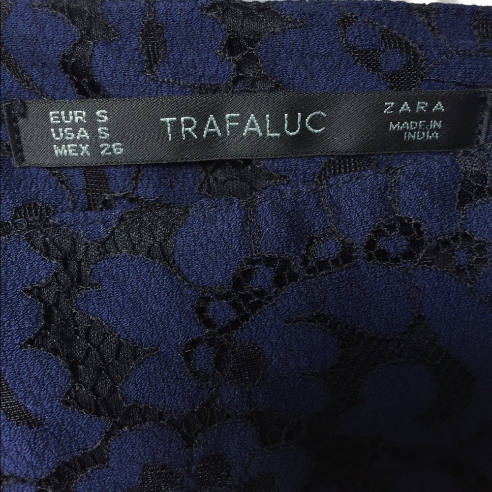 Zara Trafaluc Navy Blue Lace High Waisted Shorts - Picture 6 of 6