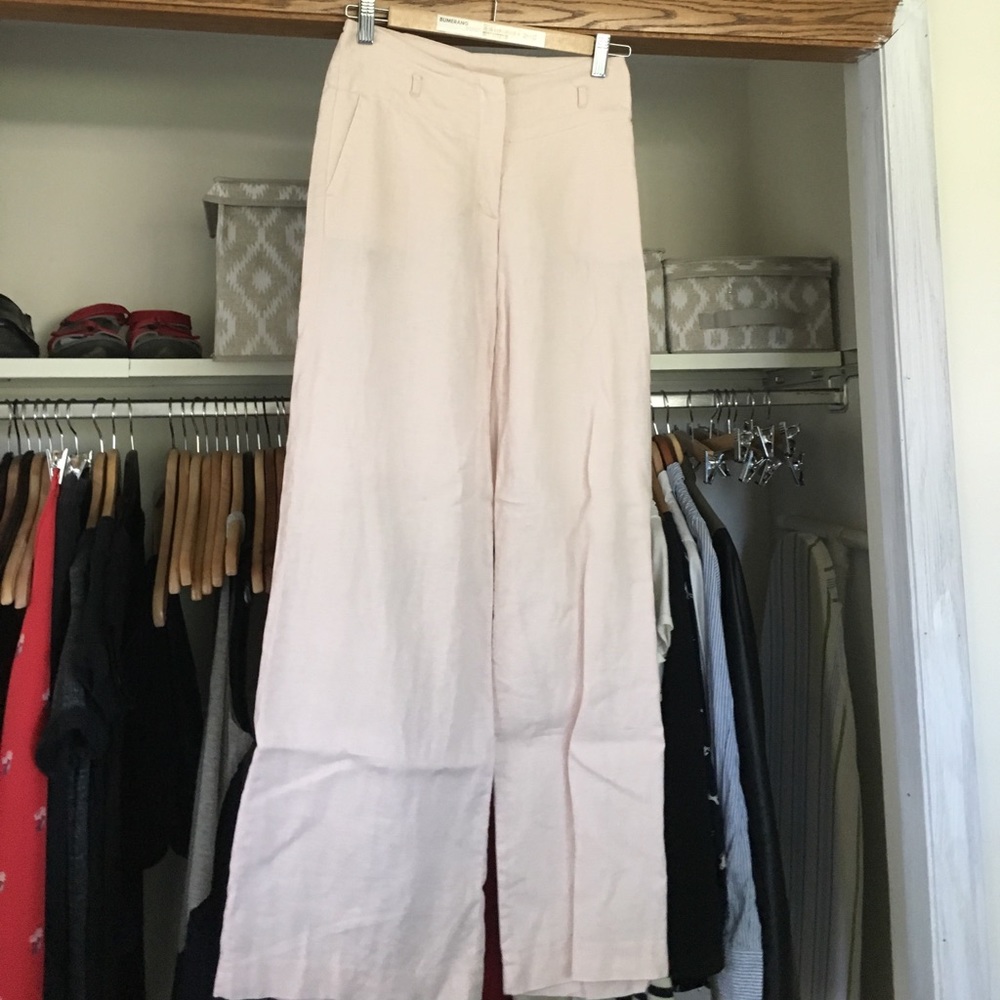 H&M high waisted wide leg linen trousers