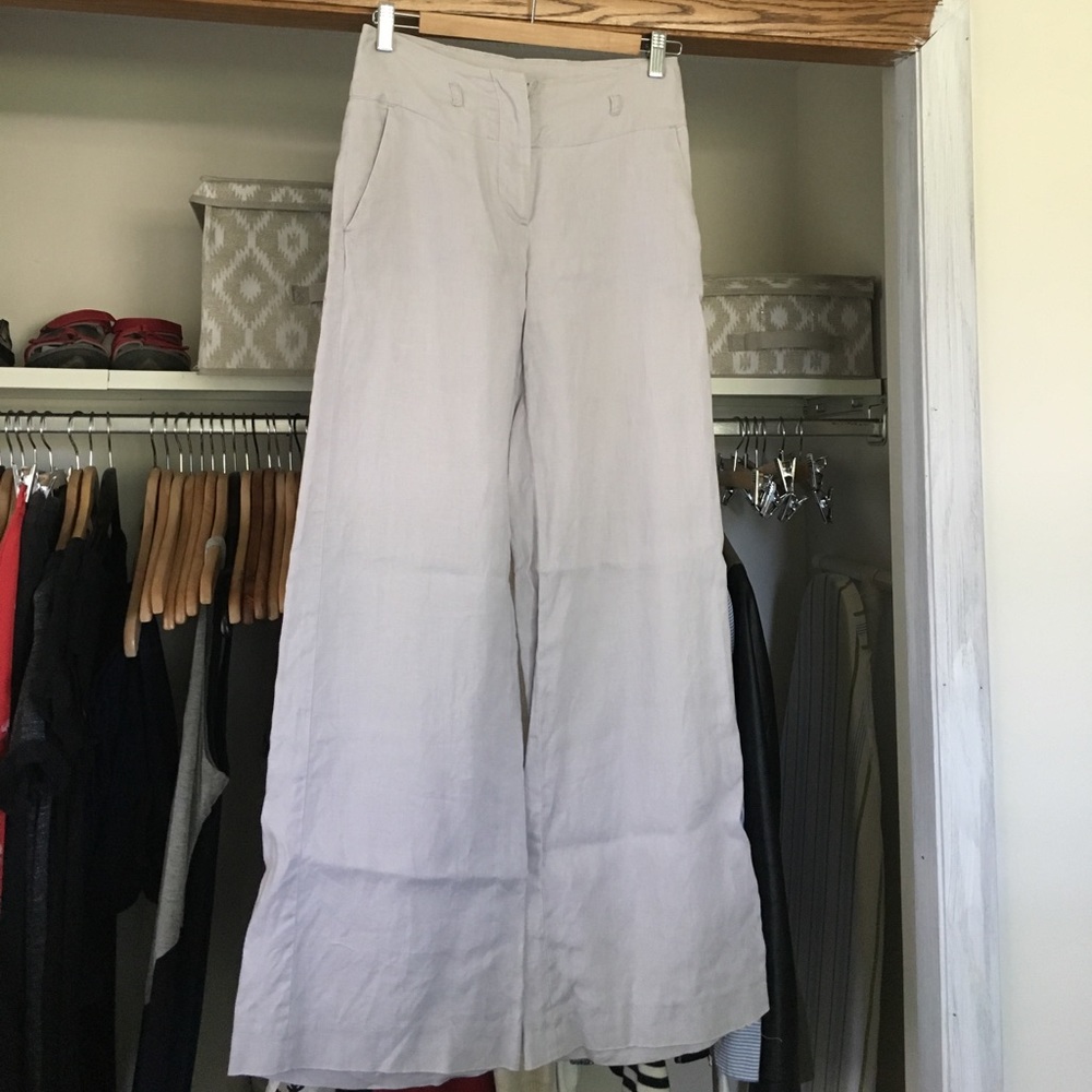 H&M high waisted wide leg linen trousers