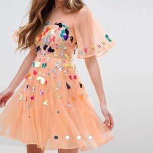ASOS Mesh Scattered Sequin Mini Dress