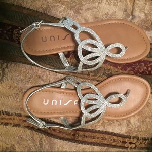 Silver sparkling sandals