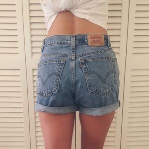 High Rise Levi's Rolled Jean Cutoff Shorts