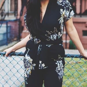 Zara V Neck Floral Jumpsuit