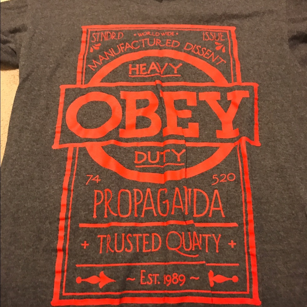 Grey obey shirt men