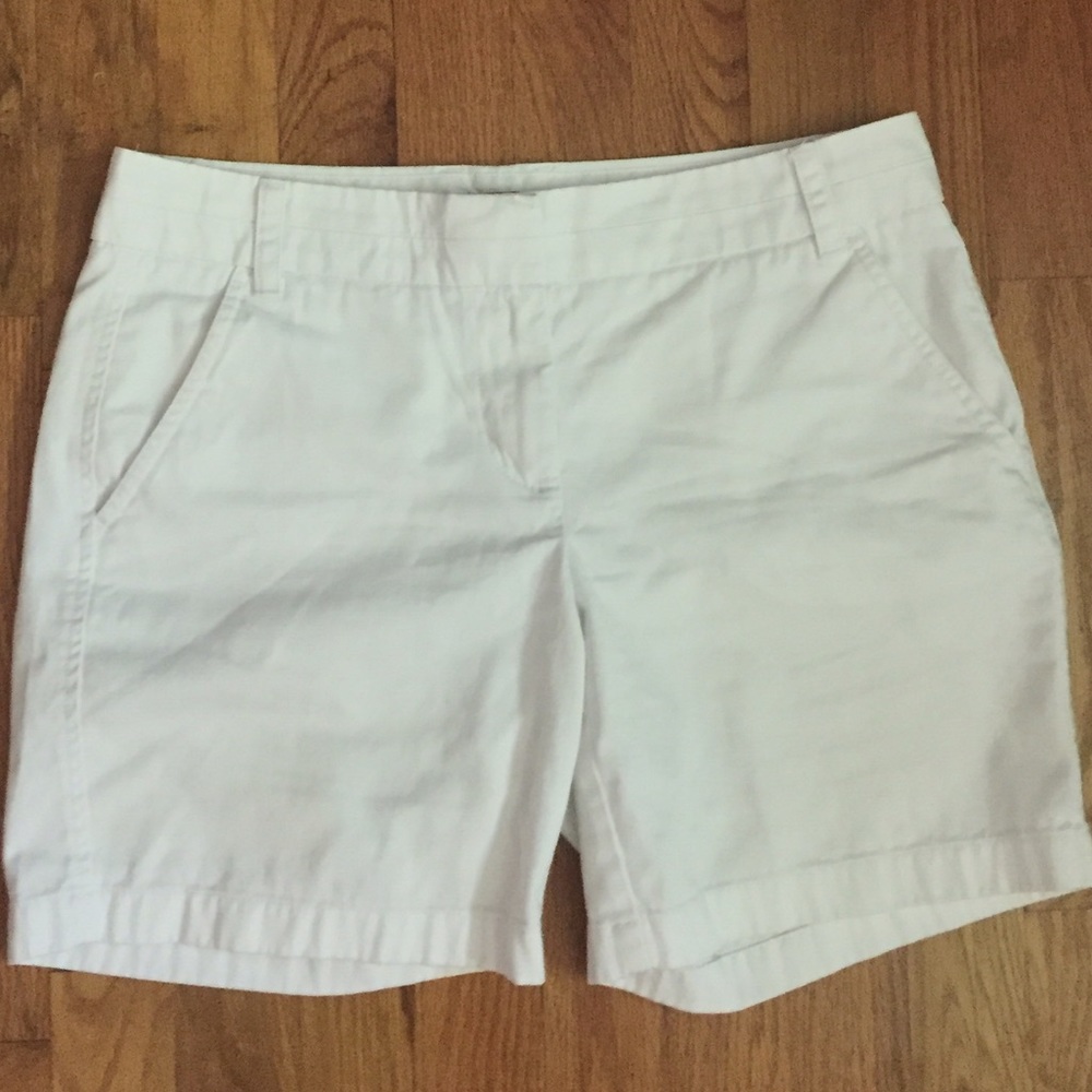 White j crew chino shorts.