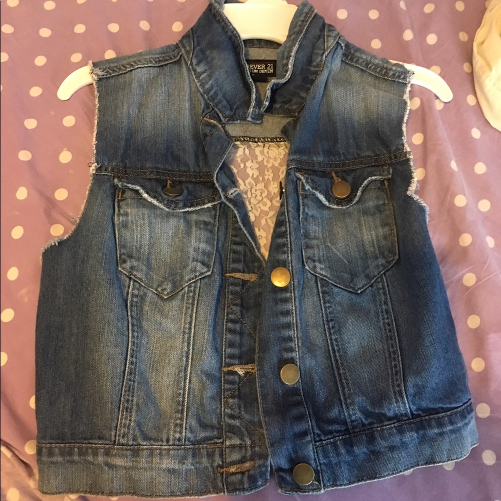 Forever 21 Lace and denim vest