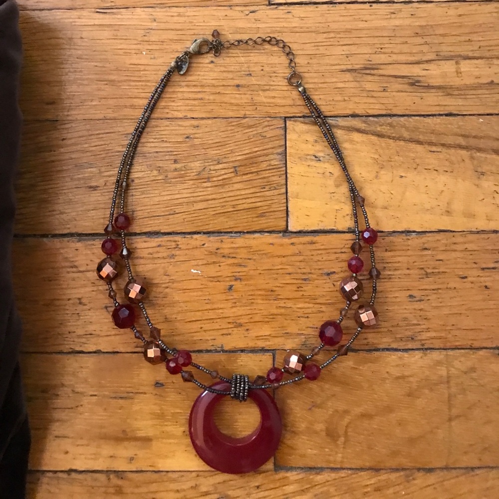 Lia Sophia red & copper necklace