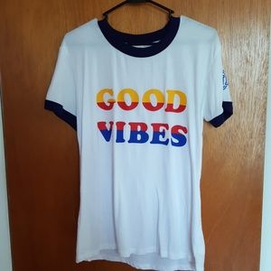PINK Good Vibes Ringer tee