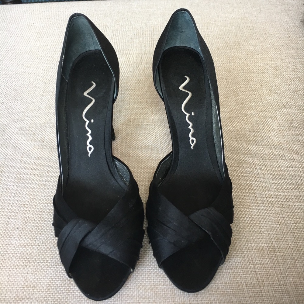 Nina black peep toe heels