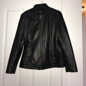 Black leather coat in good condition