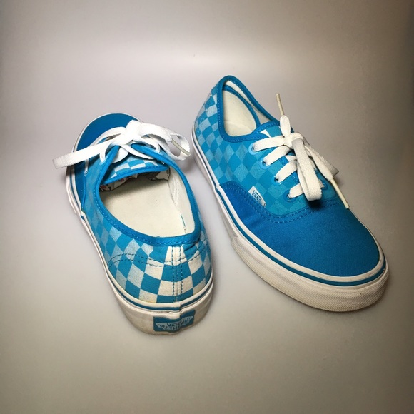 blue white checkered vans