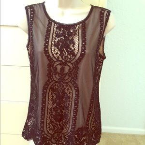 Max Studio Lace Sleeveless Top XS