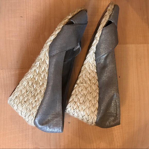 LAURENby Ralph Lauren wedges metallic linen US 8.5 - Picture 2 of 6