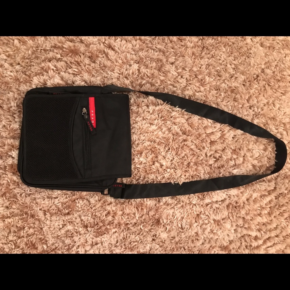vintage black Prada messenger bag
