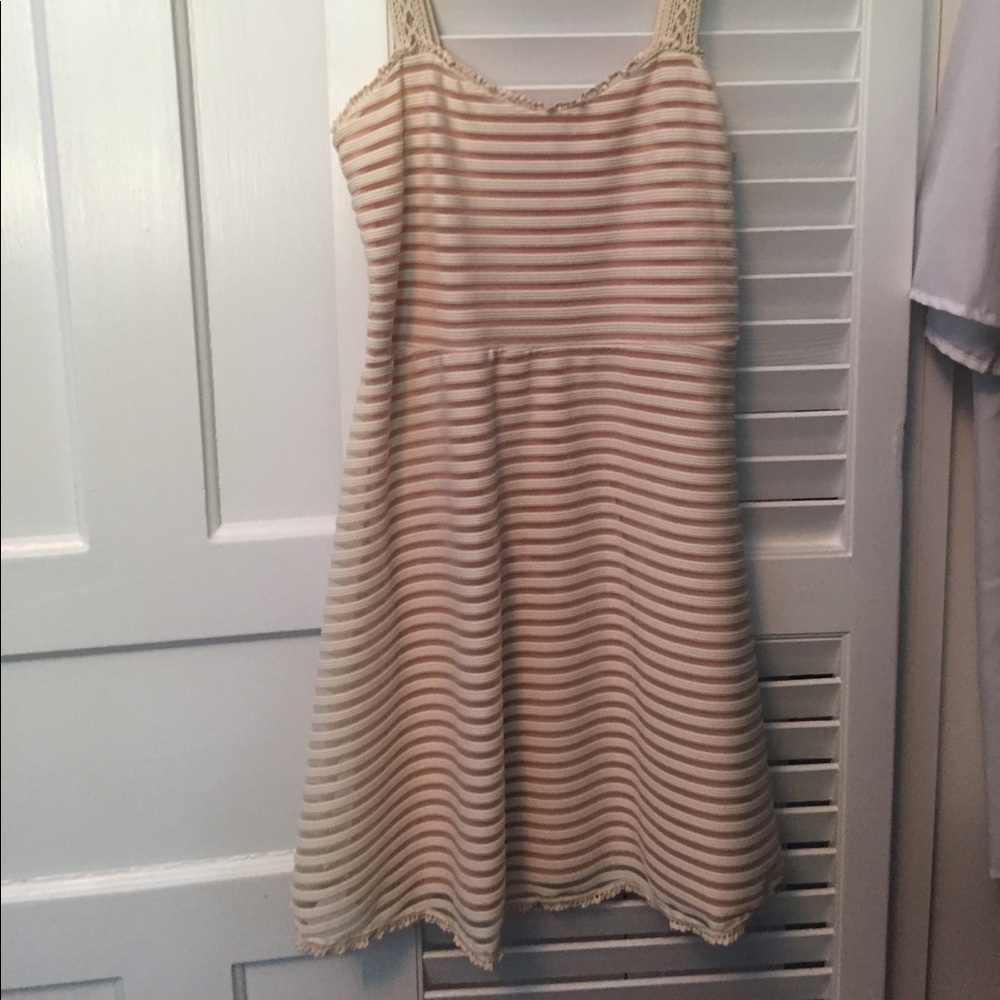 Free People tan and white dress