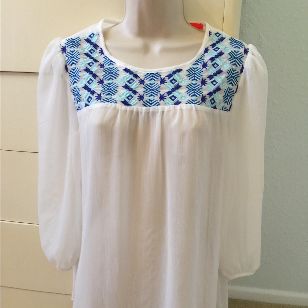 Lulumari Embroidered sheer Top Small