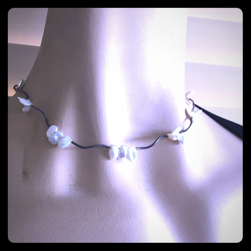 Sterling silver & pearls choker