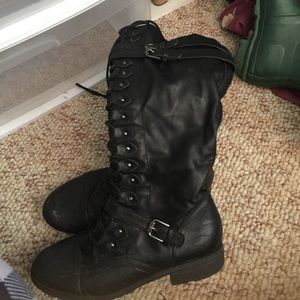 Black high combat boots