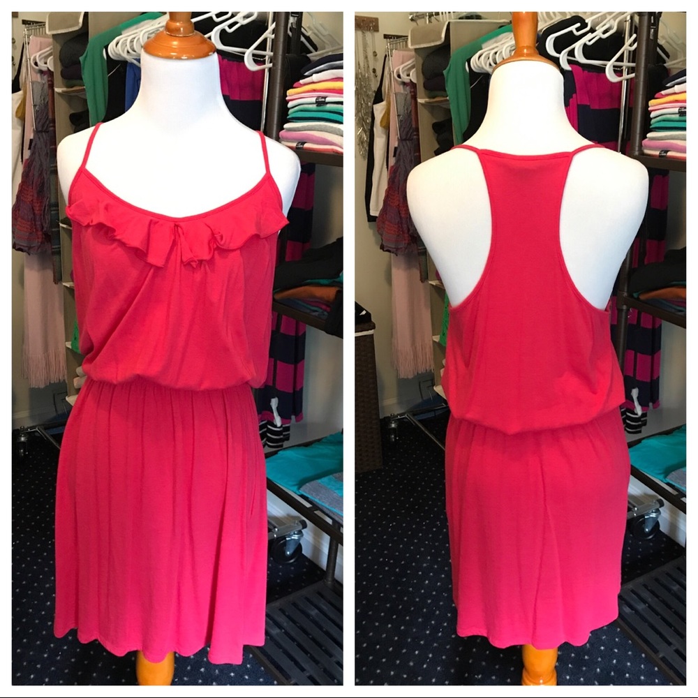 NWOT Express Coral Ruffle Dress Size Small