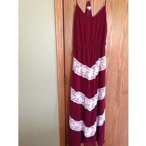 Gorgeous maroon lace maxi dress