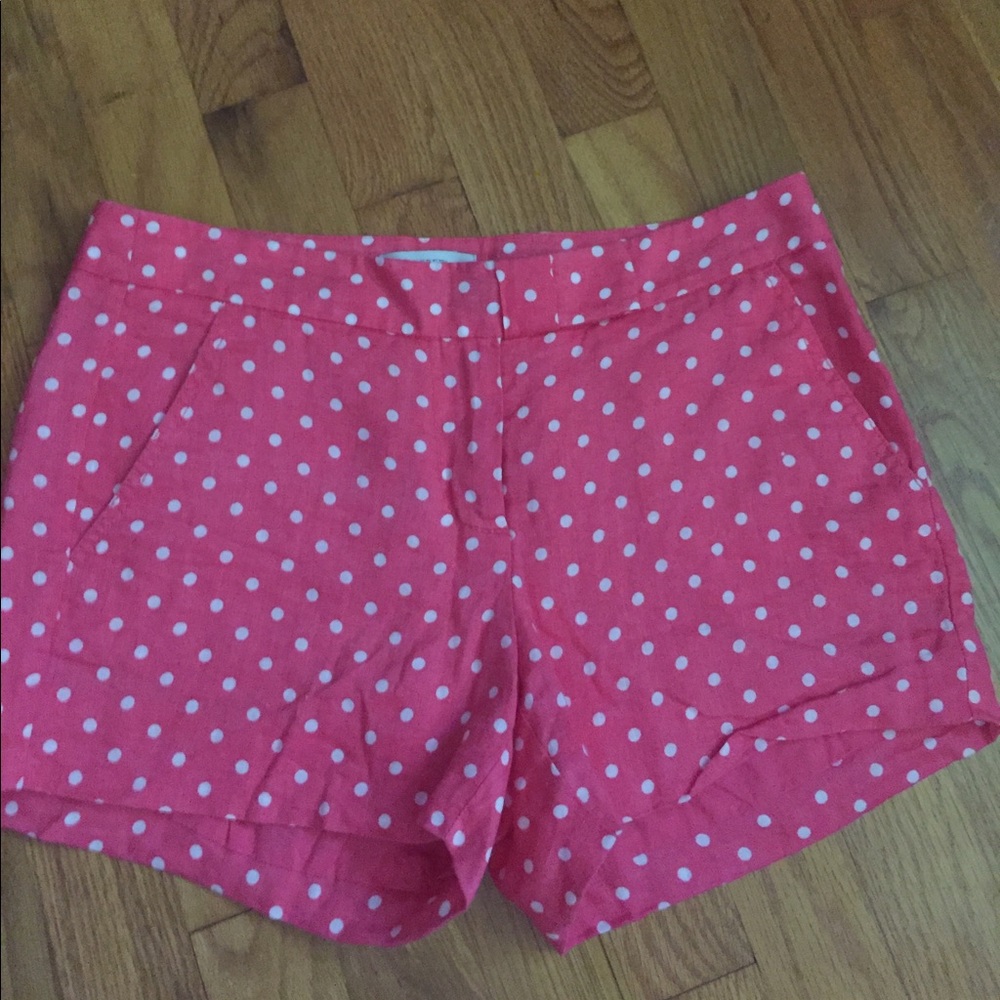 Salmon pink polka j.crew  linen shorts