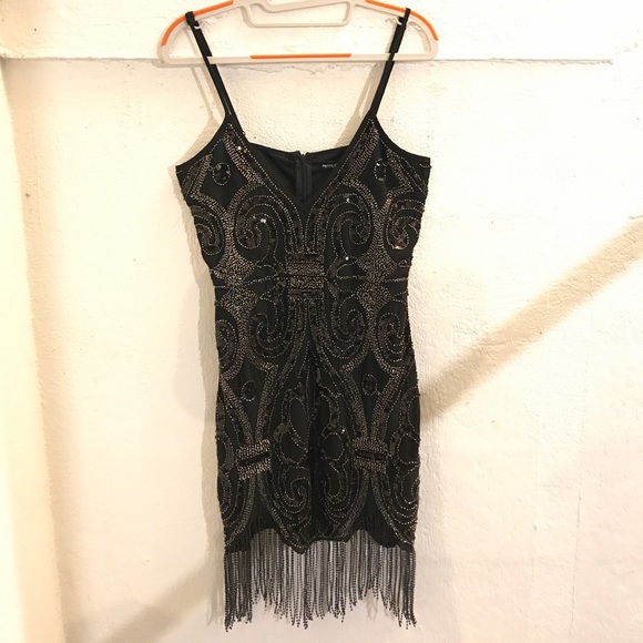 black tassel dress pretty little thing