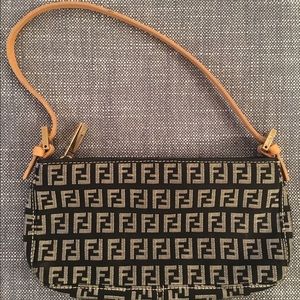Authentic FENDI zucchino canvas monogram handbag