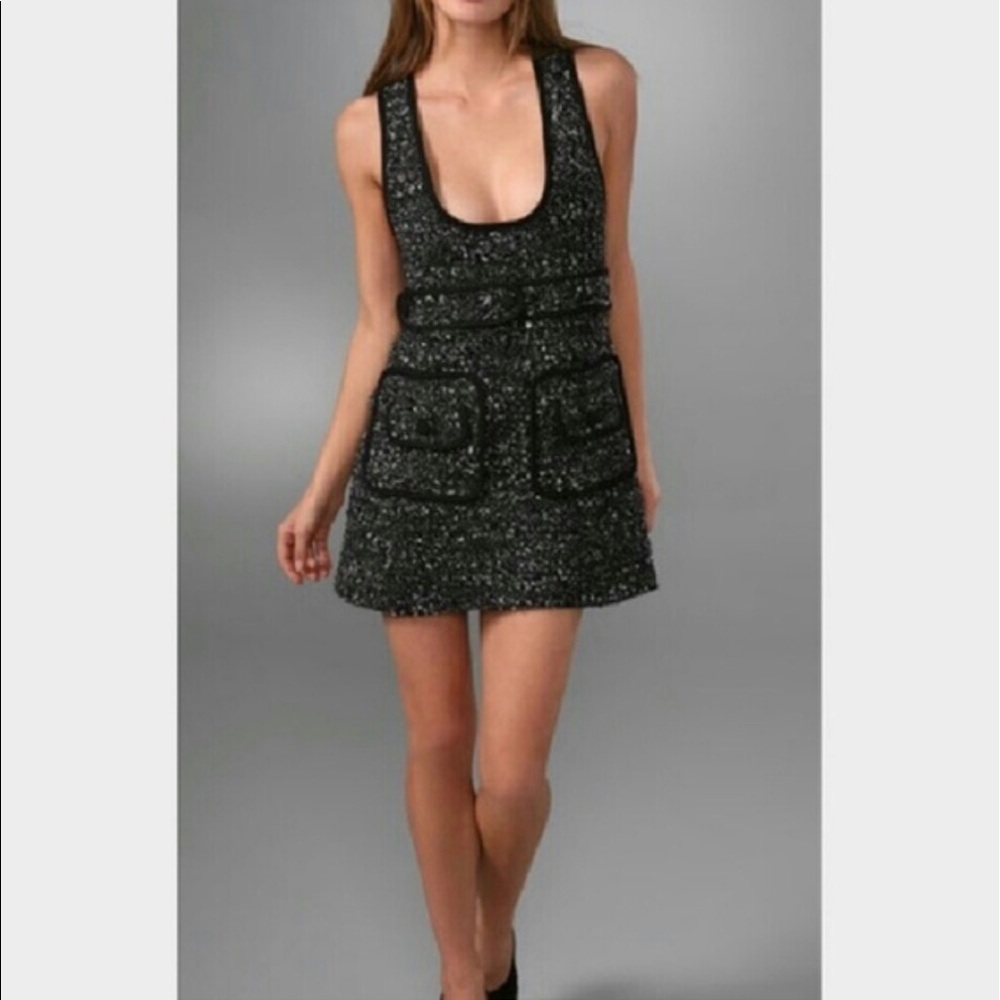 Nanette Lepore Black & Grey Tweed Jumper Dress Sz6