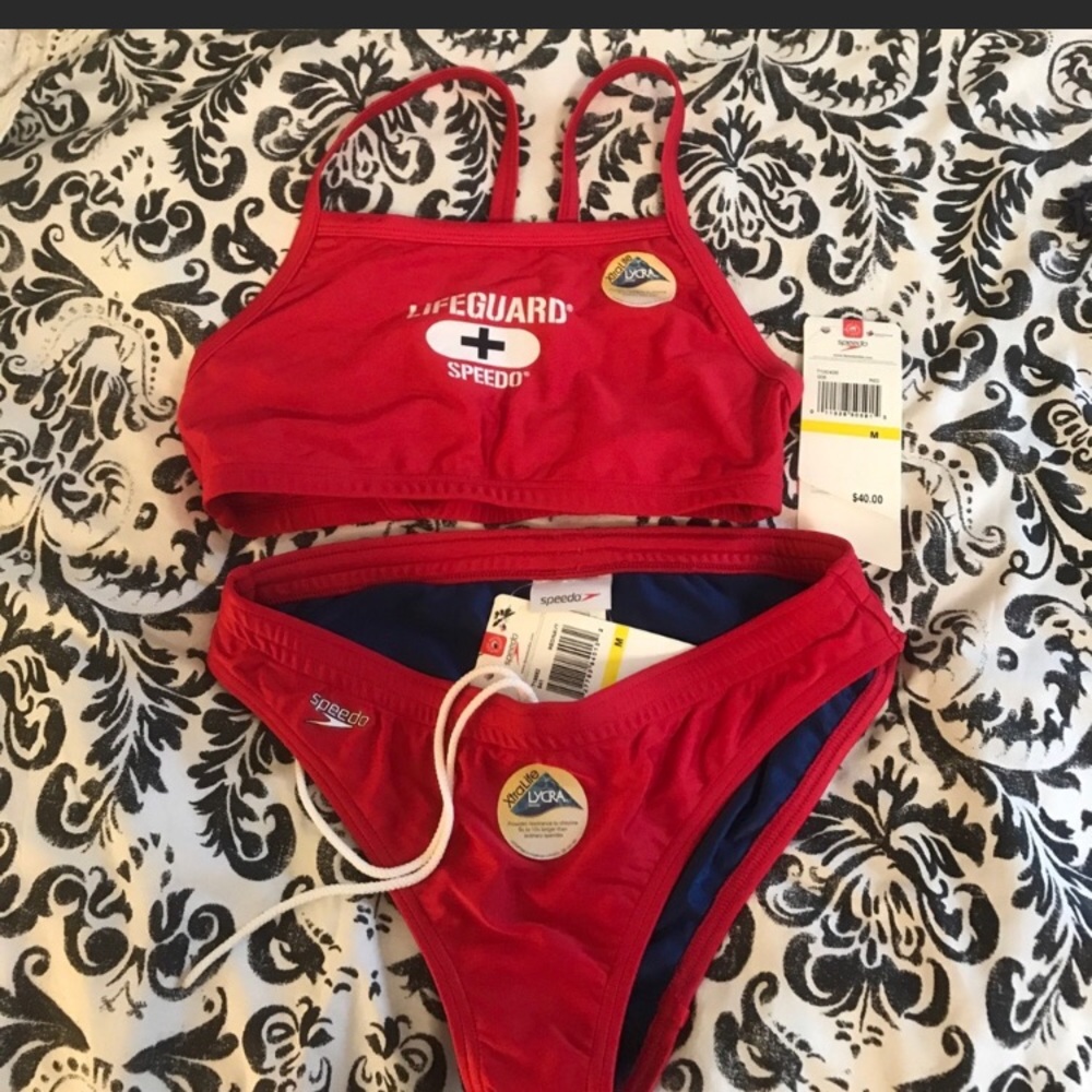 Red lifeguard suit