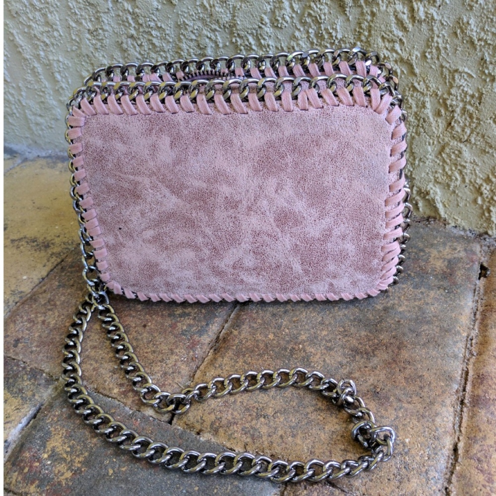 Pink Metallic Chain Whipstitch and Chain Crossbody