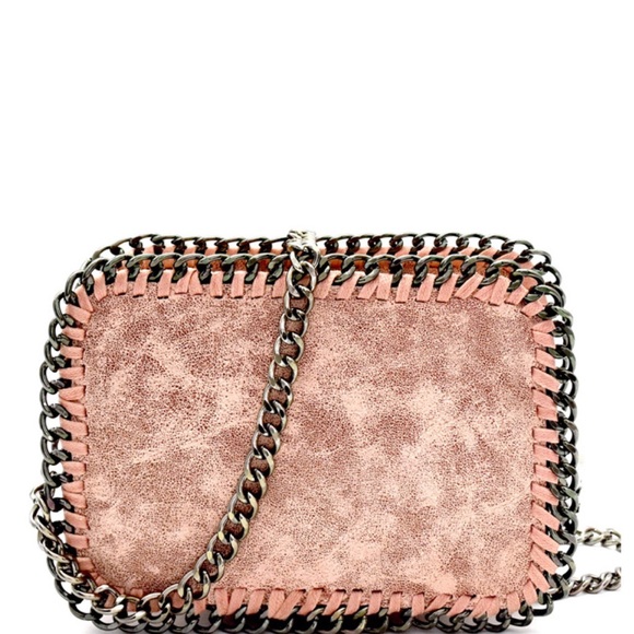 Pink Metallic Chain Whipstitch and Chain Crossbody - Picture 2 of 4