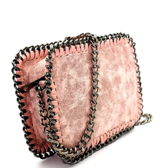 Pink Metallic Chain Whipstitch and Chain Crossbody - Picture 4 of 4