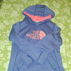 S Blue and Pink North Face Hoodie