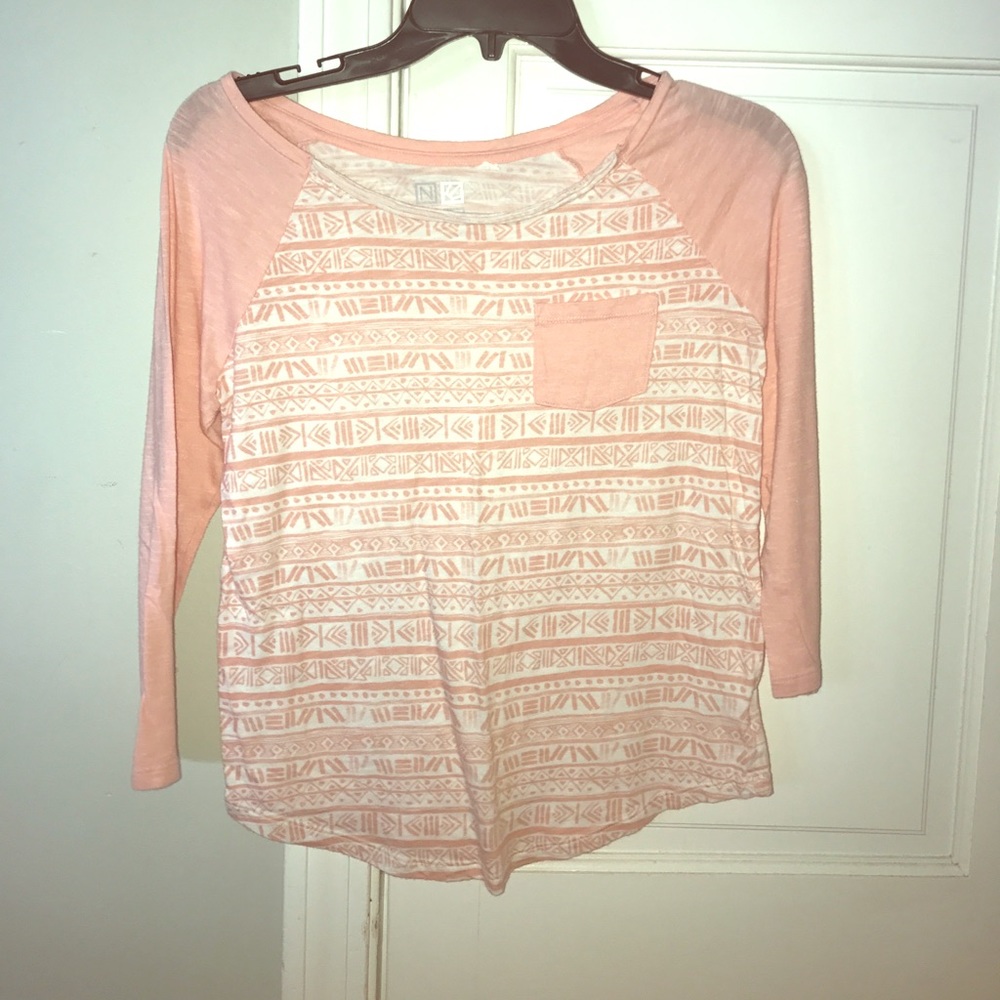 Pink patterned baseball tee