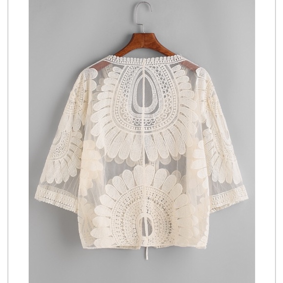 Beach cover up. Embroidered and see thru - Picture 2 of 3