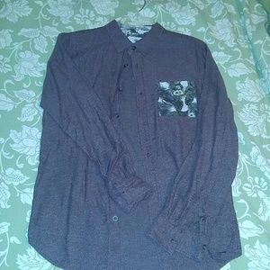 S- burgundy button down shirt long sleeve