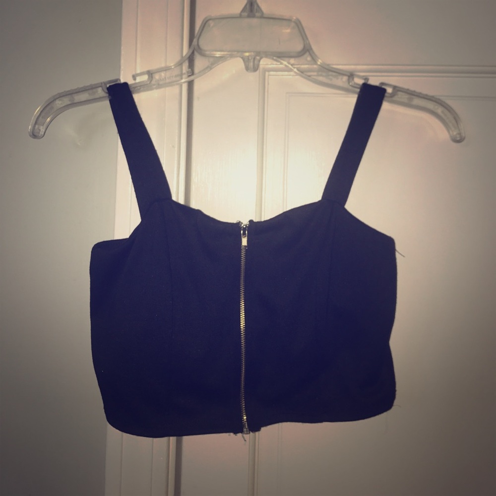 Black zippered crop top