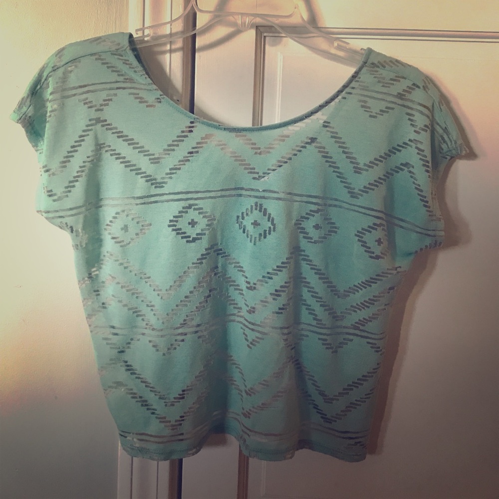 Green/blue summer crop top