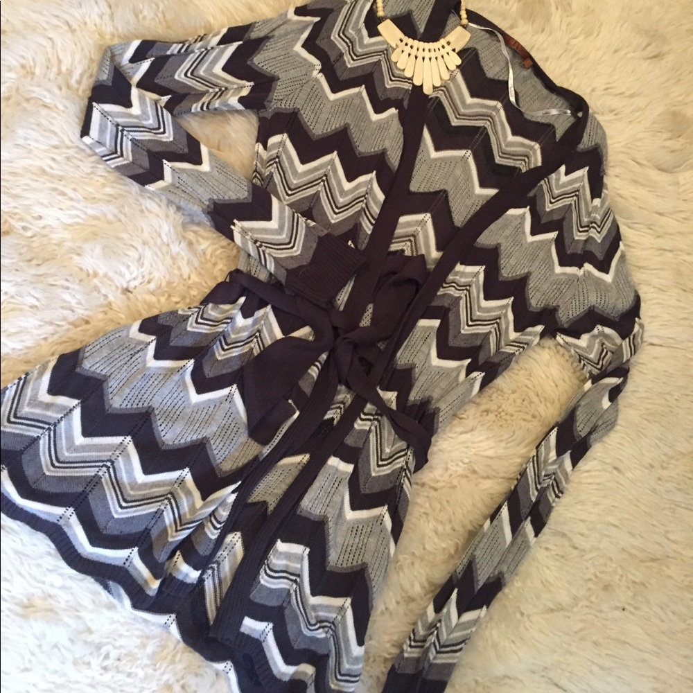 Missoni inspired long knit cardigan