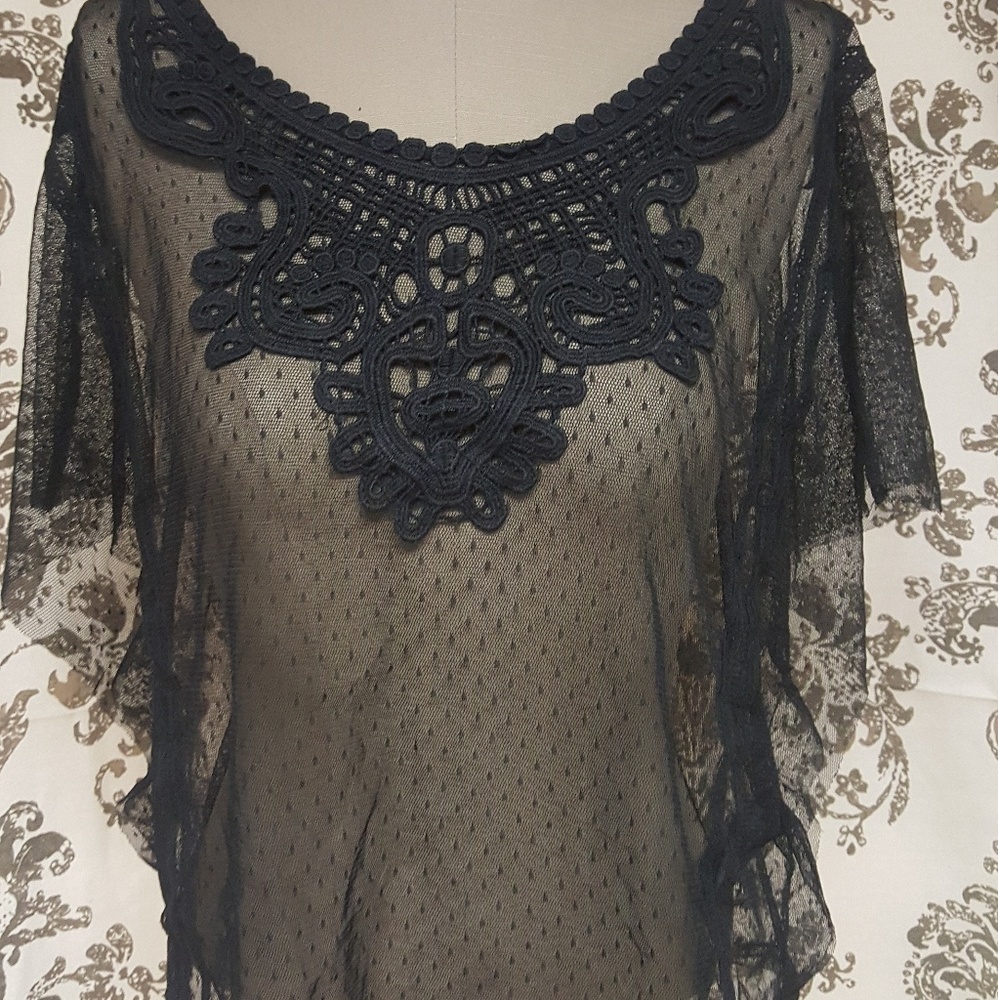 Black mesh top