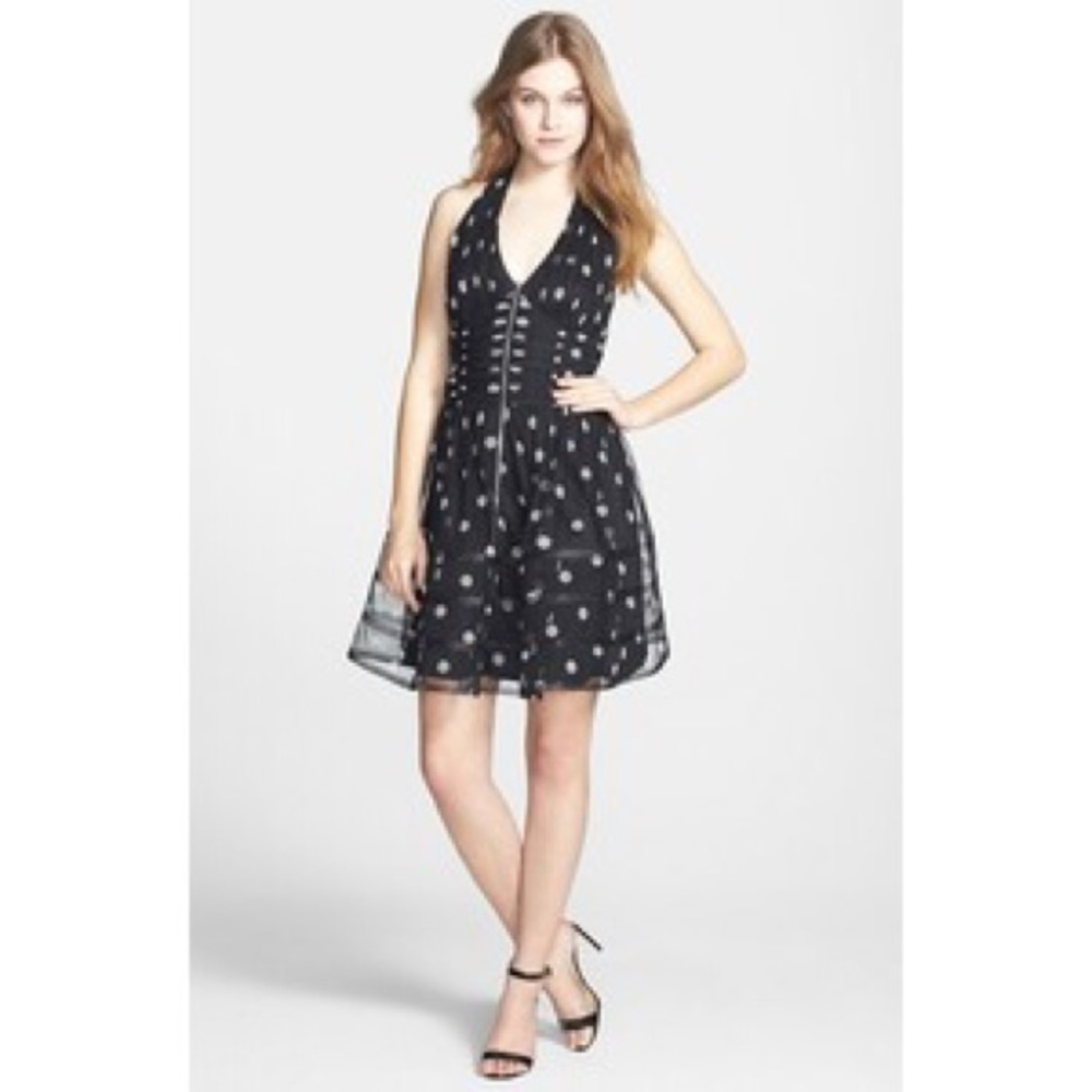 Betsey Johnson polka dot halter dress.