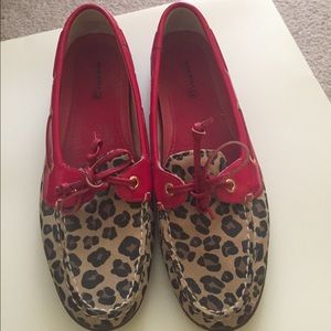 Sperry Leopard Print and Red Sz 8