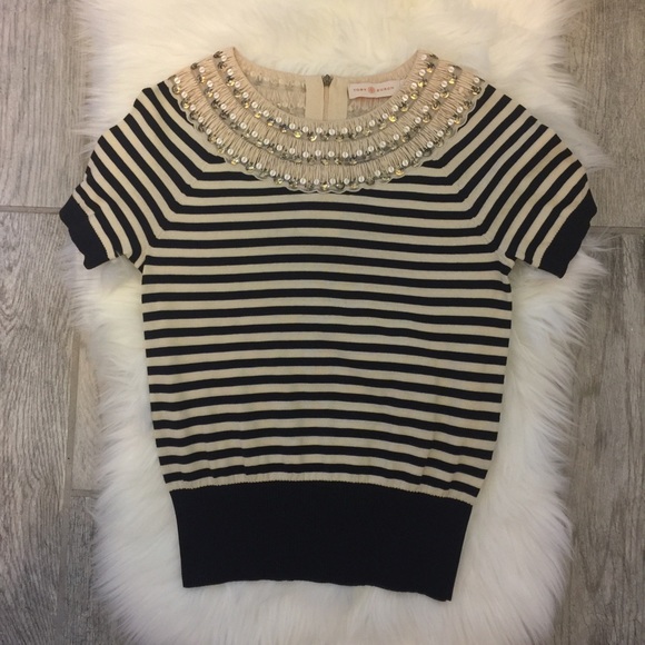 Tory Burch Tops - ‼️SALE‼️Tory Burch Navy/Cream Top