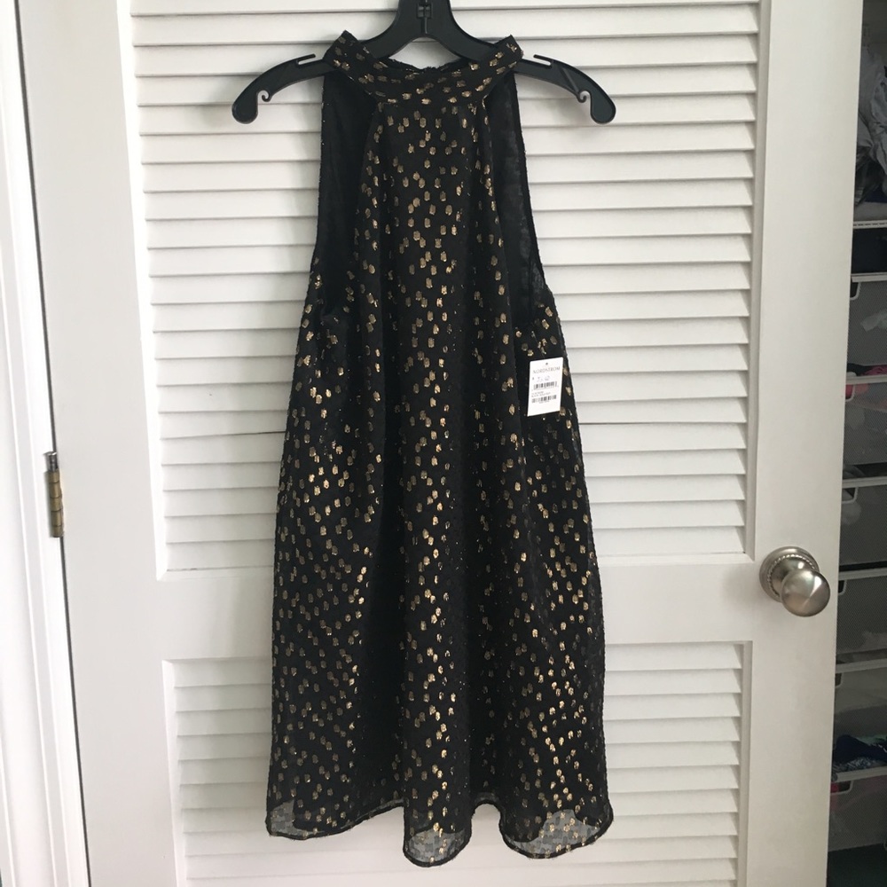Nordstrom High neck black /gold dress
