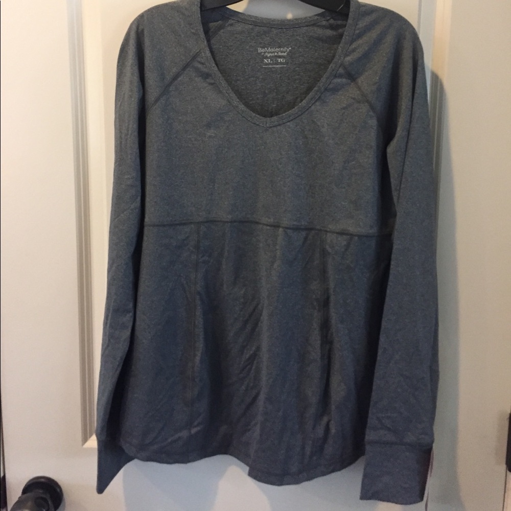 BE Maternity Active V neck top gray XL NWT