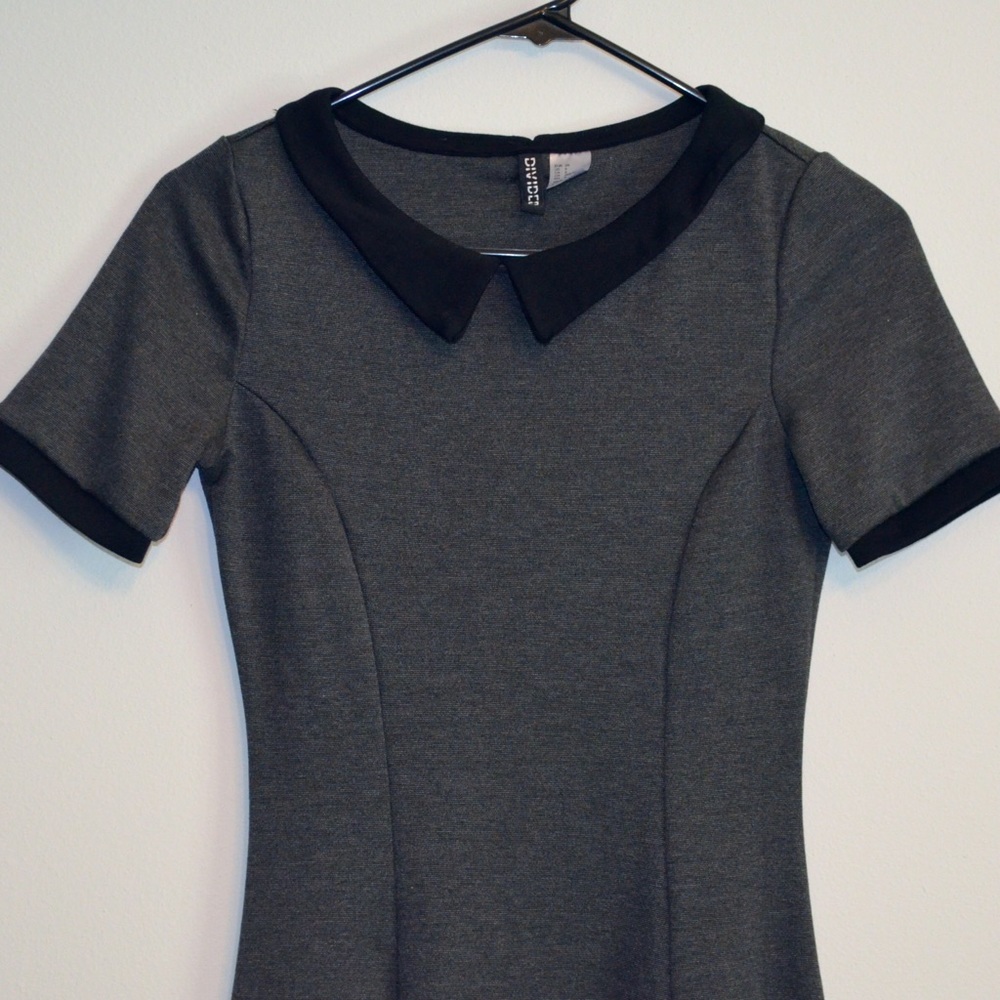 Black and grey collared dress