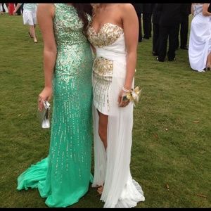 White and gold formal dress.