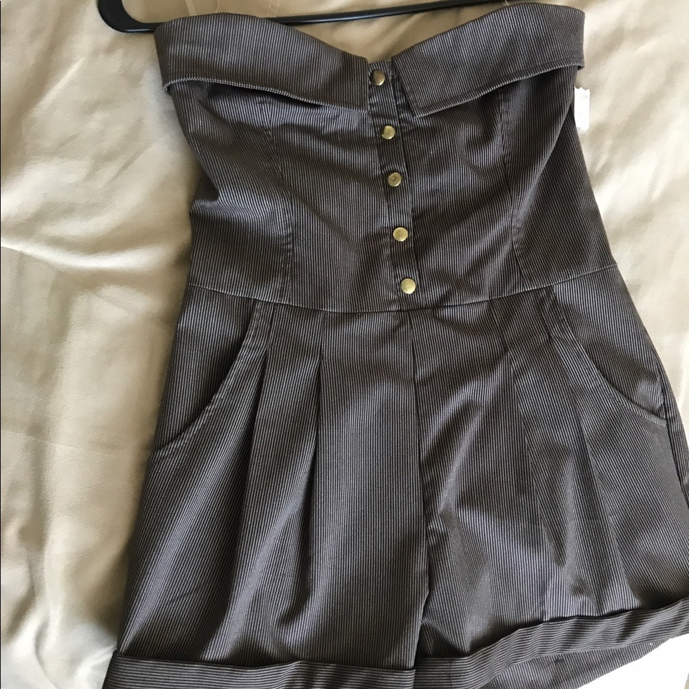 Lush brown pinstripe romper!