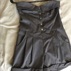 Lush brown pinstripe romper!